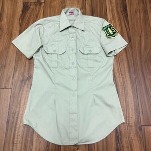 Vtg Lion Forest Service Shirt Womens Size 32 Regular Short Sleeve Uniform FS211